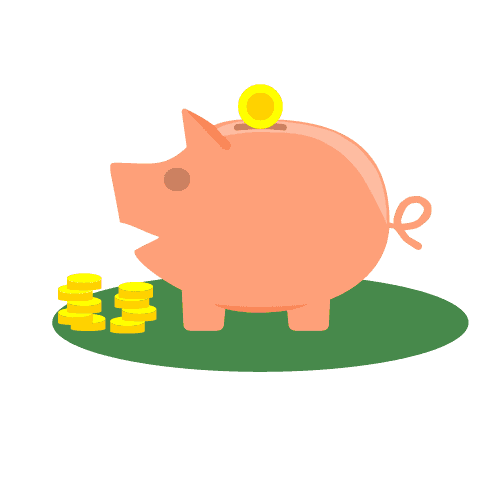 Piggy Bank with Coins Art